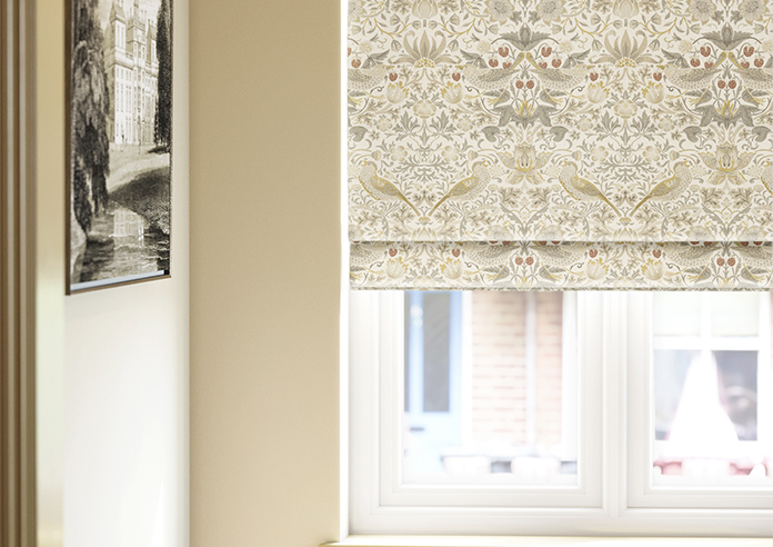 William Morris At Home Strawberry Thief, Ochre - Roman Blind - Image 5